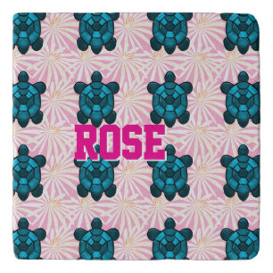 Custom Tropical Turtle Floral Pattern Seamless  Trivet