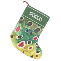 Fishing Santa Claus Large Christmas Stocking, Zazzle