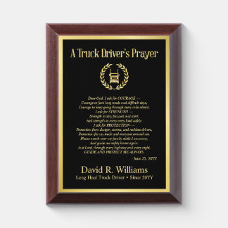 Custom Truck Drivers Prayer Frame, Truckers Prayer Award Plaque