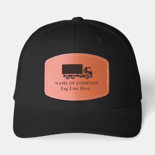 Custom Trucker Company Logo  Leather Patch Hat (Front)