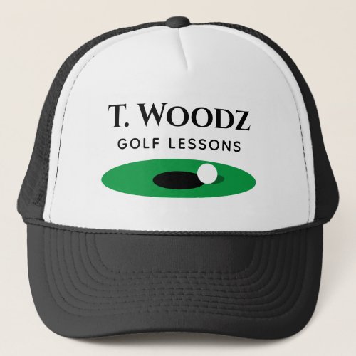Custom trucker hat for golf player or instructor