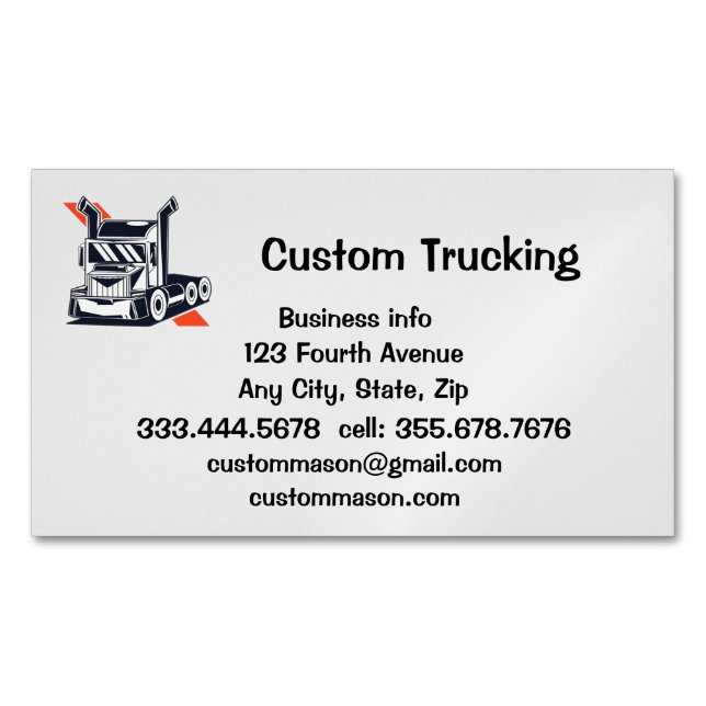Custom Trucking Trucks Transportation Business Car Business Card Magnet (Front)