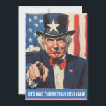 Custom Trump Funny Message for Happy 50th Birthday Invitation<br><div class="desc">Patriotic party vibes for the big 5-0! This humorous card features an Uncle Sam-inspired figure ready to declare your birthday a national celebration. Perfect for anyone who loves to make a big deal out of their special day with a touch of red,  white,  and blue flair.</div>