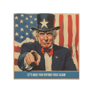 Custom Trump Funny Message for Happy 50th Birthday Wood Wall Art