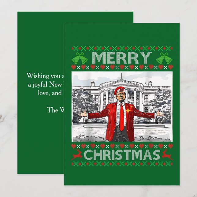 Custom Trump Santa Hat Merry Christmas   Holiday Card (Front/Back)