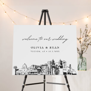 Custom Tucson Wedding Skyline Sketch Welcome Sign