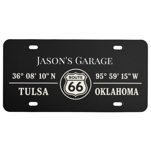 Custom Tulsa Route 66 Garage Plate (Front)