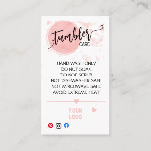 custom TUMBLER CARE instruction CARDS