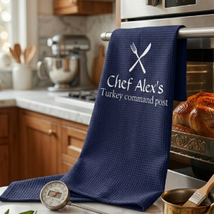 Custom "Turkey Command Post" Thanksgiving Kitchen Towel