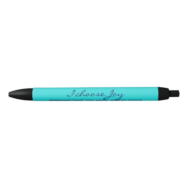 Custom Turquoise Aqua Blue Modern Joy Church Pen (Front)