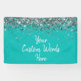 Custom Turquoise Blue Birthday Party Photo Booth Banner