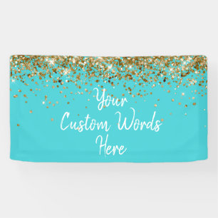 Custom Turquoise Blue Birthday Party Photo Booth Banner