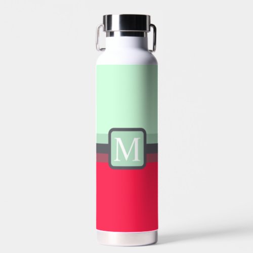 Custom Turquoise Blue Green Pink Red Color Block Water Bottle