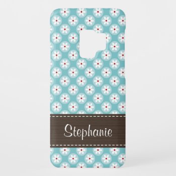 Custom Turquoise Blue Red Daisy Samsung Galaxy S C Case-mate Samsung Galaxy S9 Case by cutecases at Zazzle
