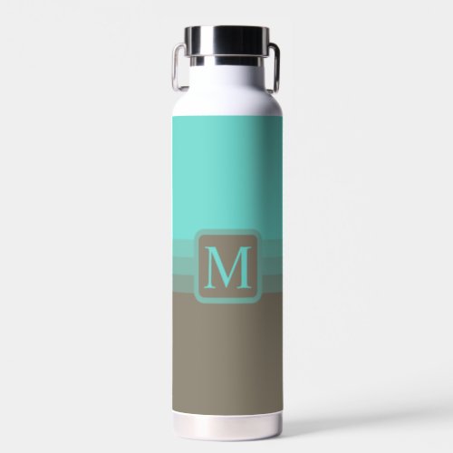 Custom Turquoise Bright Blue Grey Color Block Water Bottle