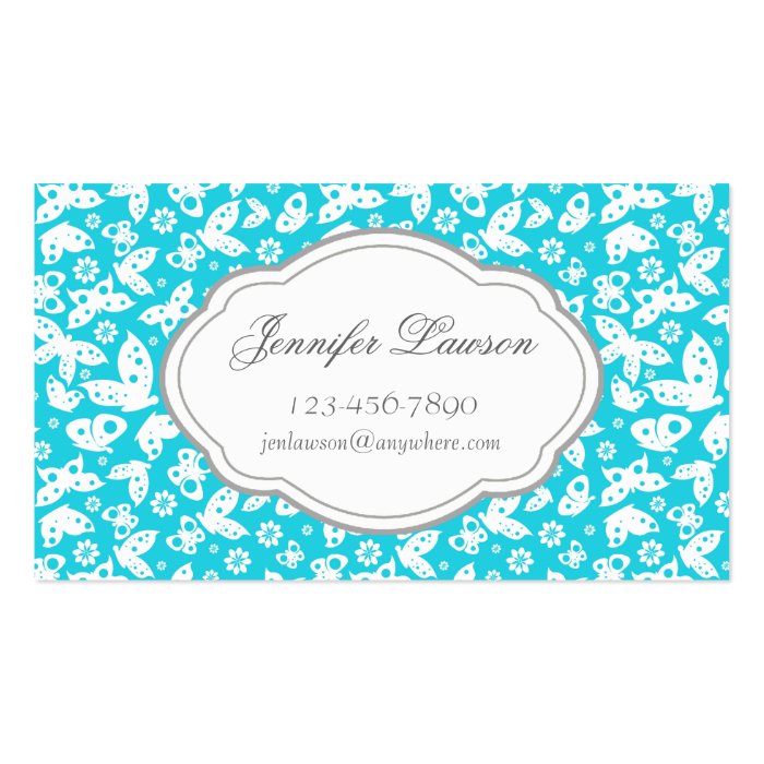 Custom Turquoise Butterfly Business Card Template