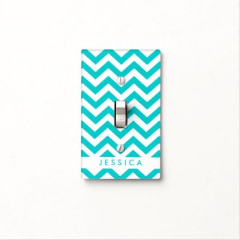Custom Turquoise Chevron Light Switch Cover by thespottedowl at Zazzle
