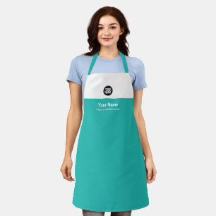 Custom Turquoise Employee Name Logo Company Apron