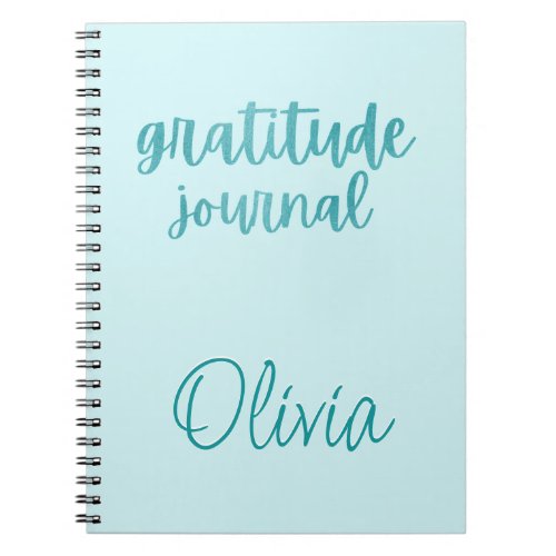 Custom Turquoise Faux Teal Foil Gratitude Journal