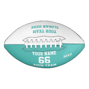 Custom turquoise Football with Name, Number, Team