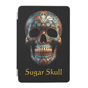 Custom Turquoise Gold Día de los Muertos Skull iPad Mini Cover