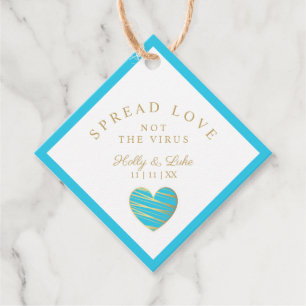 Custom Turquoise Heart Wedding Sanitizer Hands Favor Tags