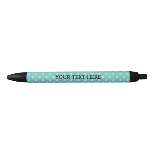 Custom turquoise polka dots pattern favor pens (Front)