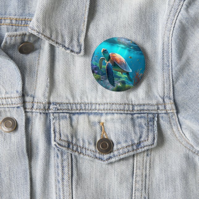 Custom Turtle Button With Image Unique Gift Idea (In Situ)