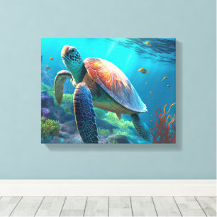 Custom Turtle Canvas Wall Art Personalized Design