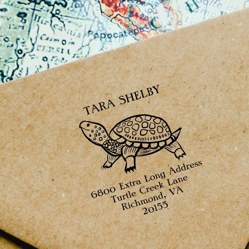 Custom Turtle Extra Long Return Address Rubber Stamp