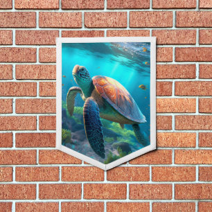 Custom Turtle Image Decorative Pennant Flag Displa