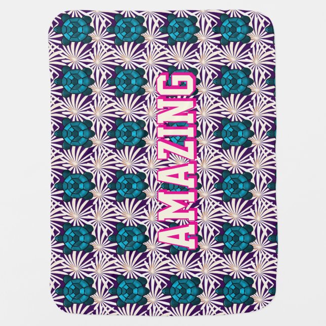 Custom turtle pattern  baby blanket (Front)