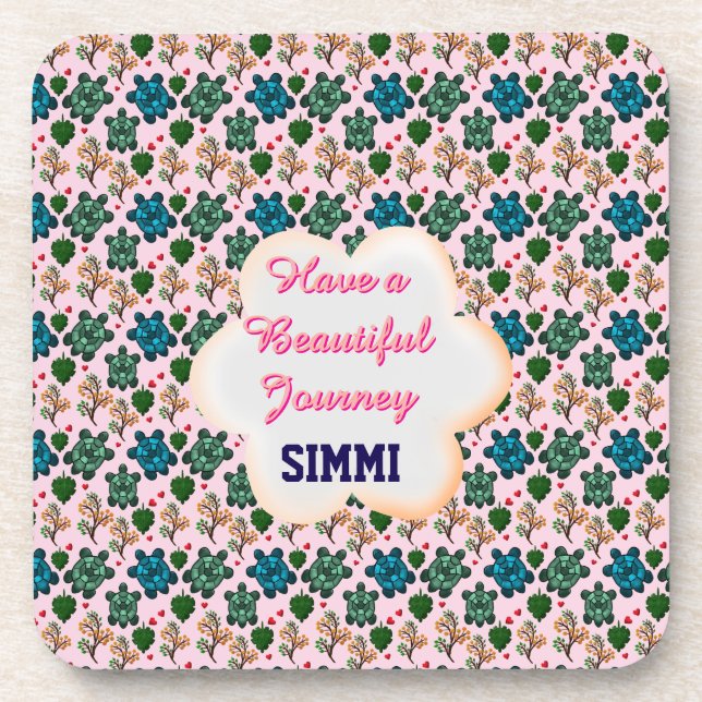 Custom turtle pattern  beverage coaster (Front)