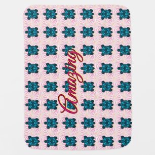 Custom turtle pattern Sherpa Blanket