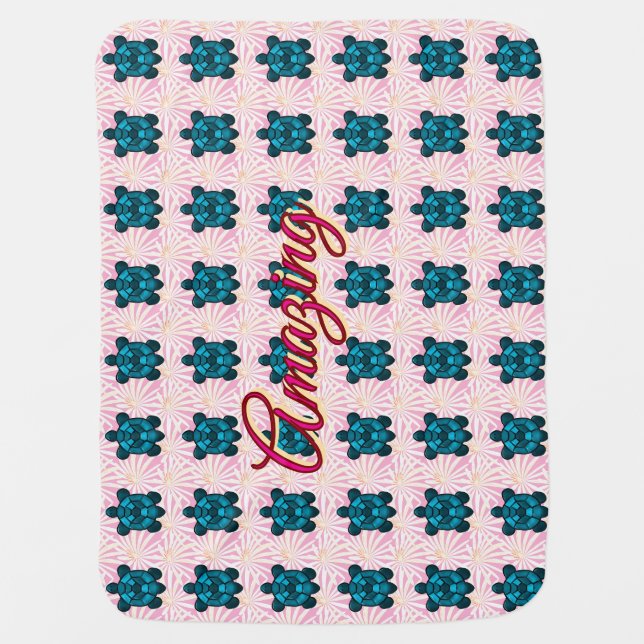 Custom turtle pattern Sherpa Blanket (Front)