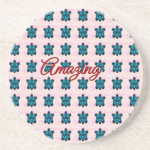 Custom turtle pattern Sherpa Blanket Coaster