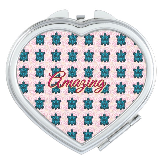 Custom turtle pattern Sherpa Blanket Compact Mirror (Front)