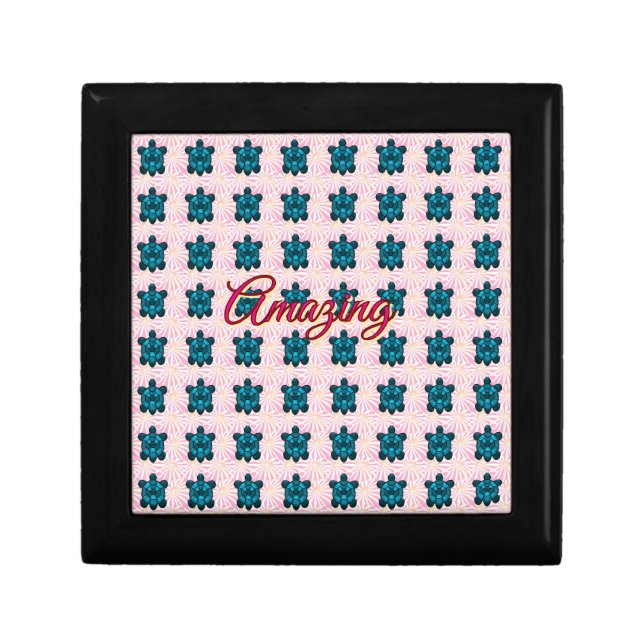 Custom turtle pattern Sherpa Blanket Gift Box (Front)