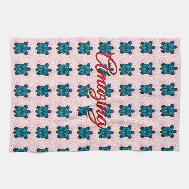 Custom turtle pattern Sherpa Blanket Kitchen Towel (Horizontal)