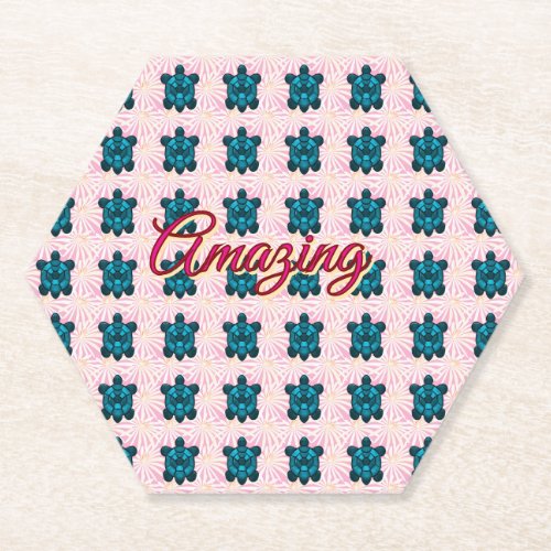 Custom turtle pattern Sherpa Blanket Paper Coaster