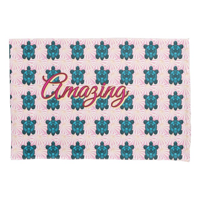 Custom turtle pattern Sherpa Blanket Pillow Case (Front)