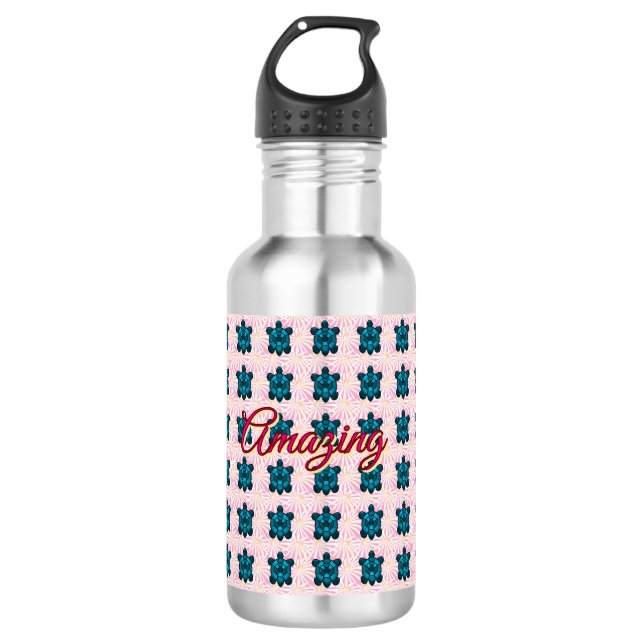 Custom turtle pattern Sherpa Blanket Stainless Steel Water Bottle (Front)