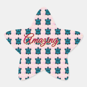 Custom turtle pattern Sherpa Blanket Star Sticker