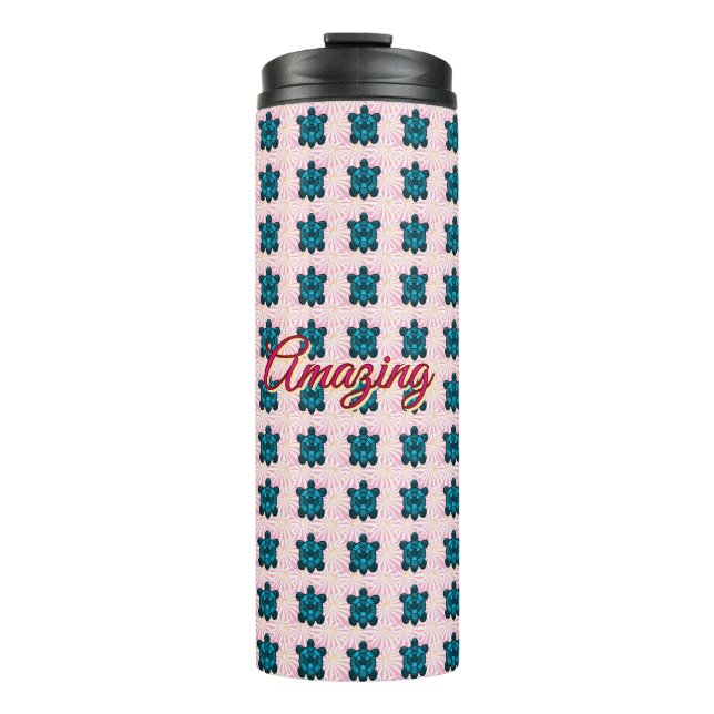 Custom turtle pattern Sherpa Blanket Thermal Tumbler (Front)