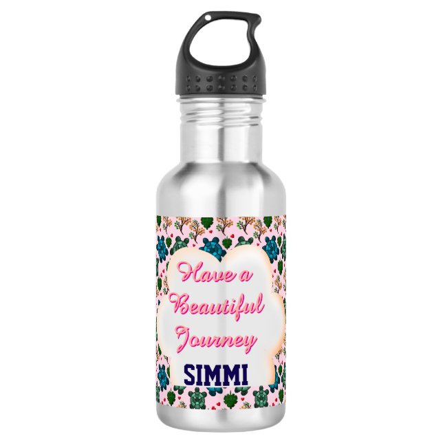 Custom turtle pattern  stainless steel water bottle (Front)