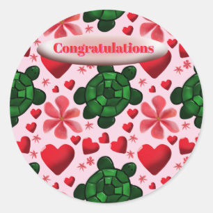 Custom turtle pattern wrapping paper classic round sticker