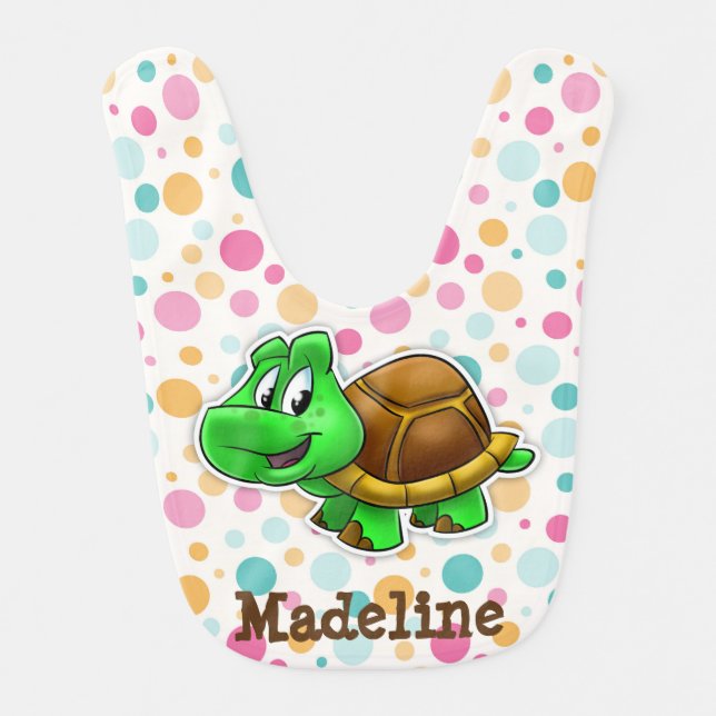 Custom Turtle Spotted Baby Bib (Front)