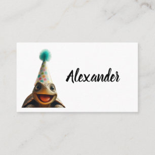 Custom turtle with party hat place setting card