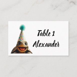 Custom turtle with party hat place setting card