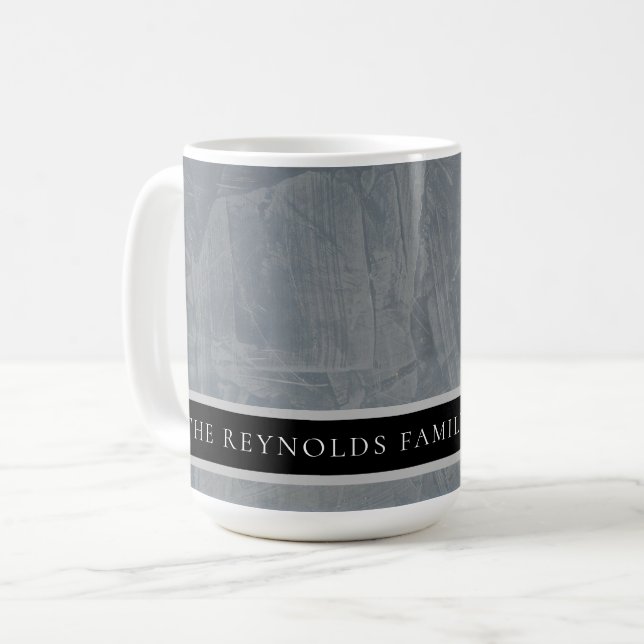 Custom Tuscan Slate Gray Plaster Monogram Coffee M Mug (Front Left)